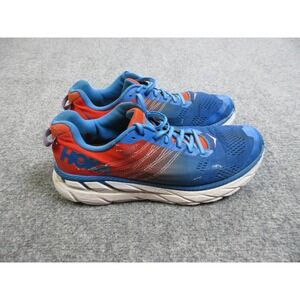 Hoka One One‎ Clifton 5 Shoes Mens Size 10.5 Blue Red Running Athletic Sneakers